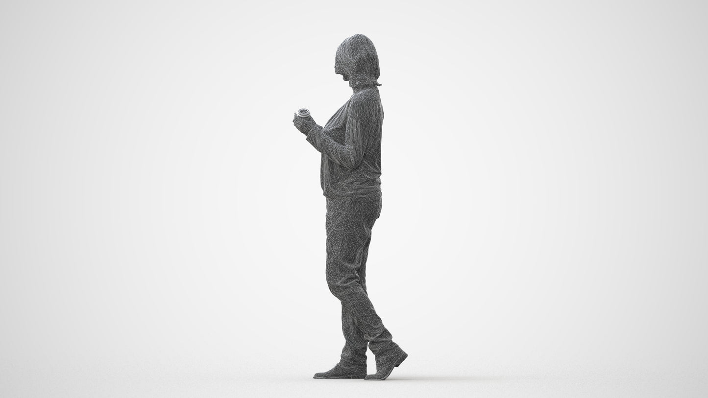 realistic 3D people woman casual walking, render-ready for V-Ray and Corona, FBX OBJ, square thumbnail