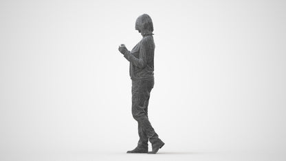 realistic 3D people woman casual walking, render-ready for V-Ray and Corona, FBX OBJ, square thumbnail