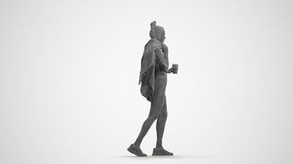 scanned 3D woman sport, photogrammetry people for Enscape and V-Ray, wireframe front view