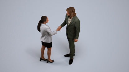 3D human model woman business, photogrammetry scanned person for archviz, back view render