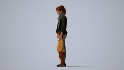 realistic 3D people girl casual kids, render-ready for V-Ray and Corona, FBX OBJ, three-quarter view render