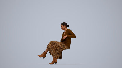 realistic 3D people woman casual sitting, render-ready for V-Ray and Corona, FBX OBJ, top-down view render