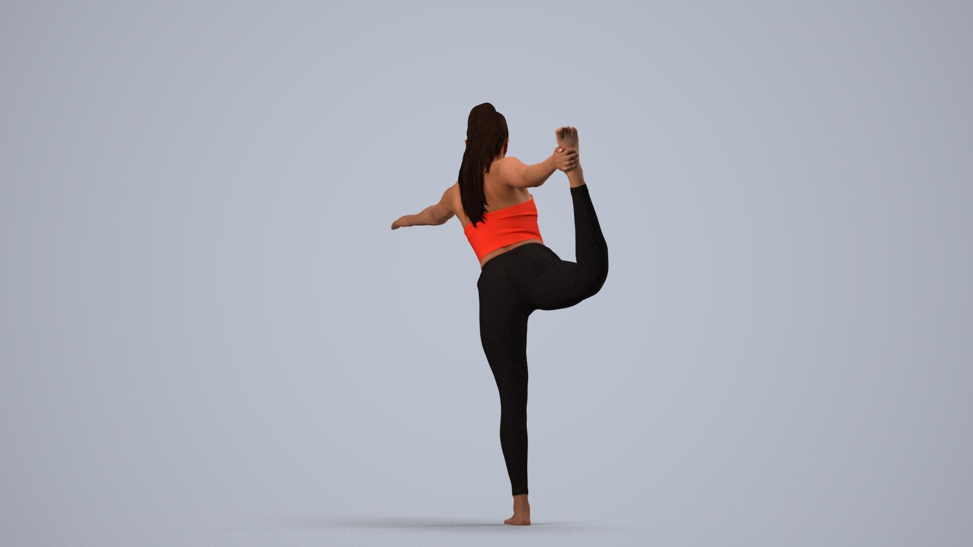 3D scanned woman sport, photorealistic archviz people for Enscape and SketchUp, side view render