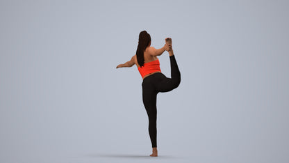 3D scanned woman sport, photorealistic archviz people for Enscape and SketchUp, side view render