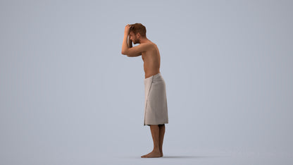 realistic 3D people man bathroom, render-ready for V-Ray and Corona, FBX OBJ, three-quarter view render