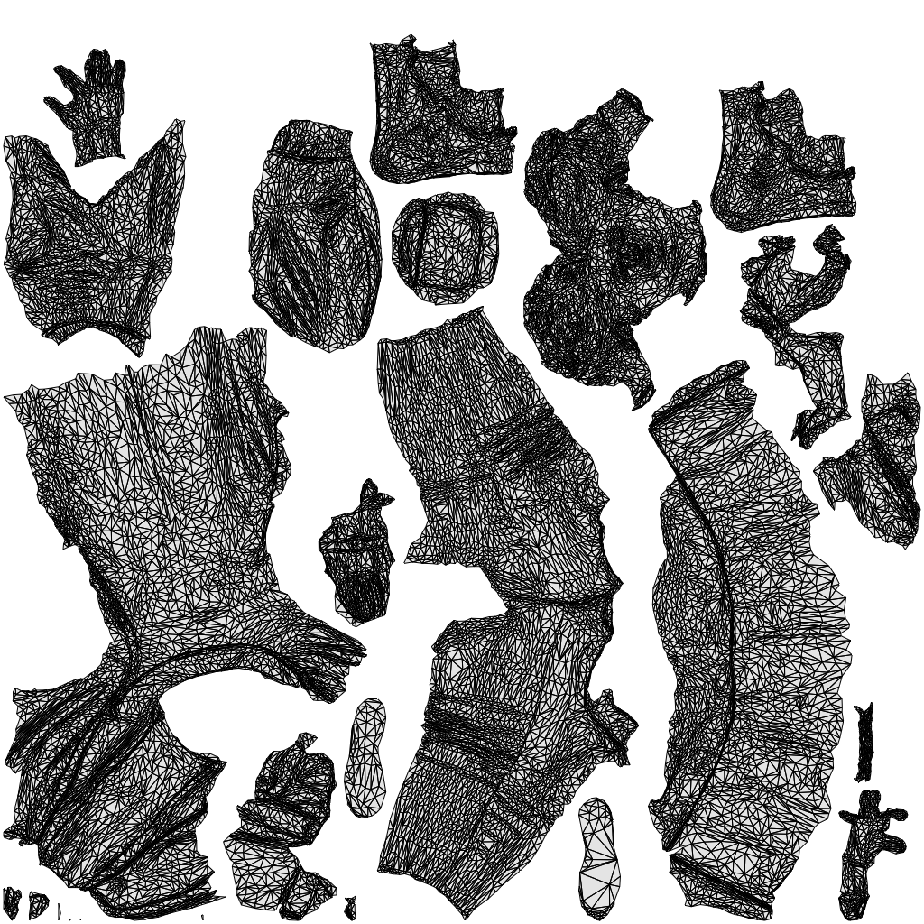 3D people model woman casual standing, scanned human for 3ds Max rendering, wireframe top-down view