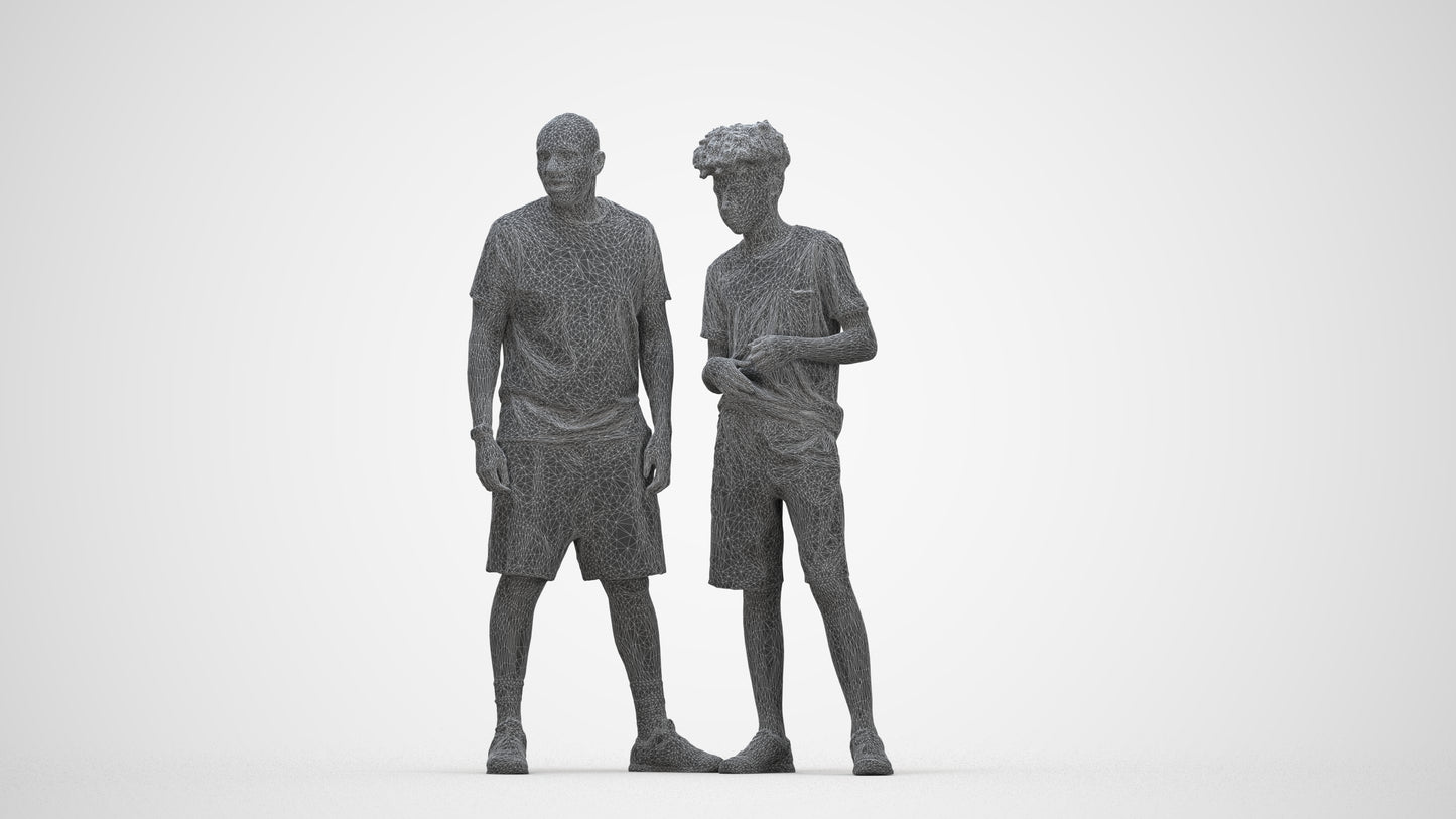realistic 3D boy casual kids, scanned archviz people for Blender and 3ds Max, wireframe back view