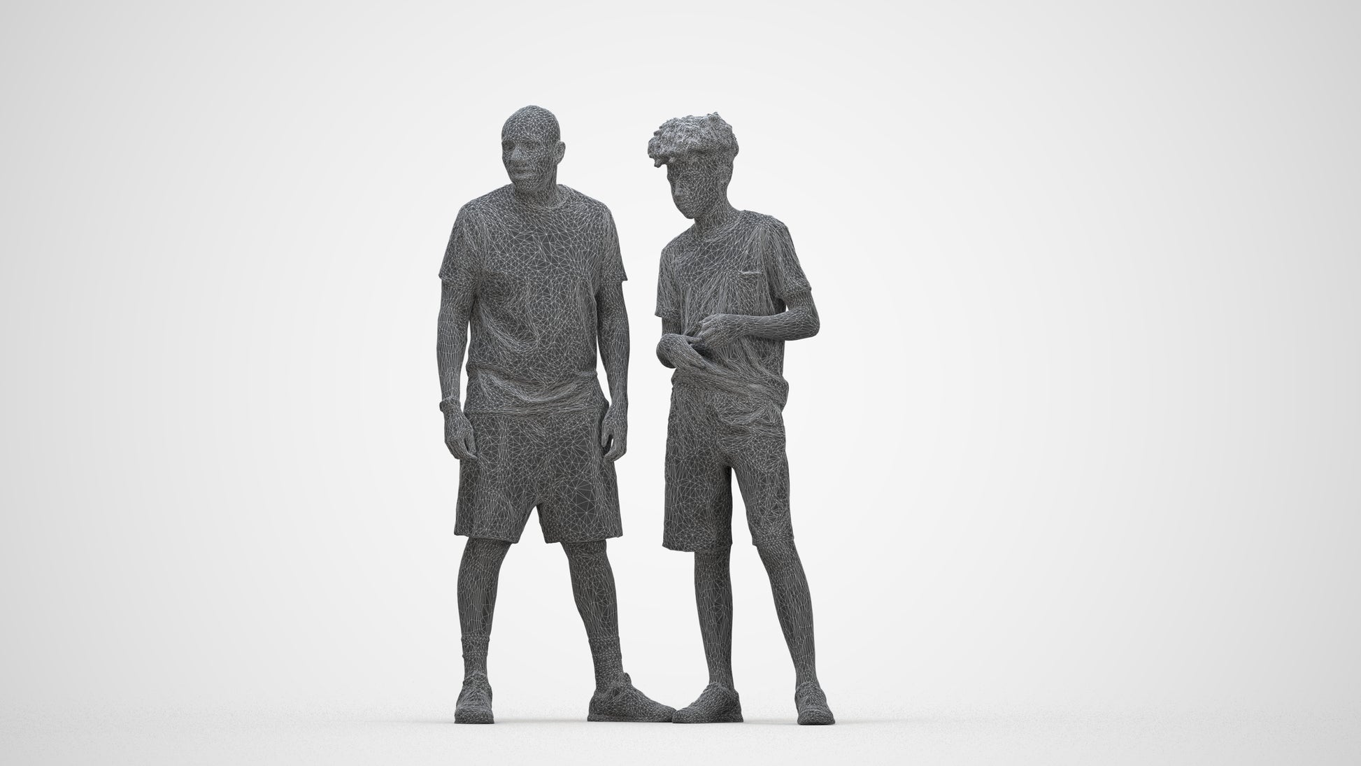 realistic 3D boy casual kids, scanned archviz people for Blender and 3ds Max, wireframe back view
