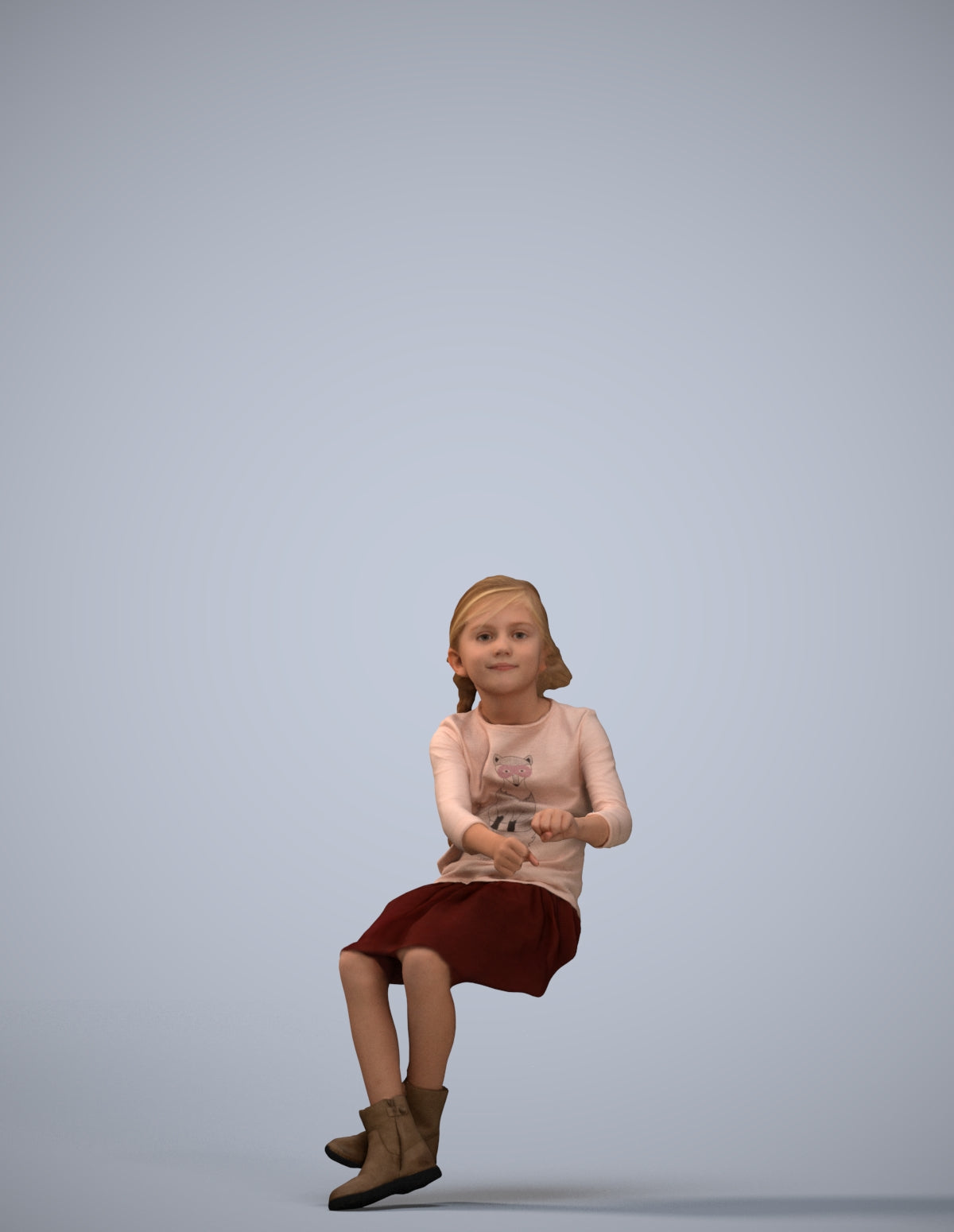 realistic 3D human girl casual kids, archviz people FBX OBJ for Blender