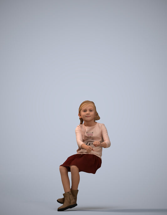 realistic 3D human girl casual kids, archviz people FBX OBJ for Blender