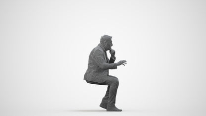 3D people model man business, scanned human for 3ds Max rendering, wireframe side view