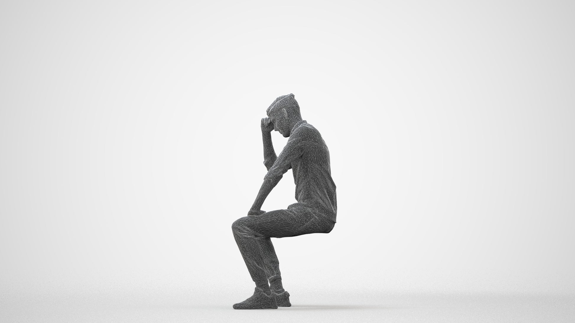 3D people model man casual sitting, scanned human for 3ds Max rendering, square thumbnail