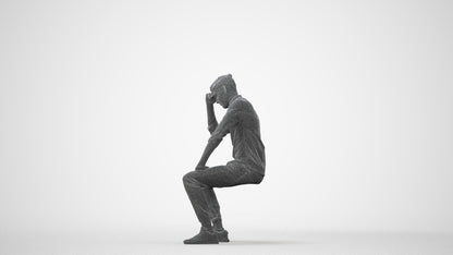 3D people model man casual sitting, scanned human for 3ds Max rendering, square thumbnail