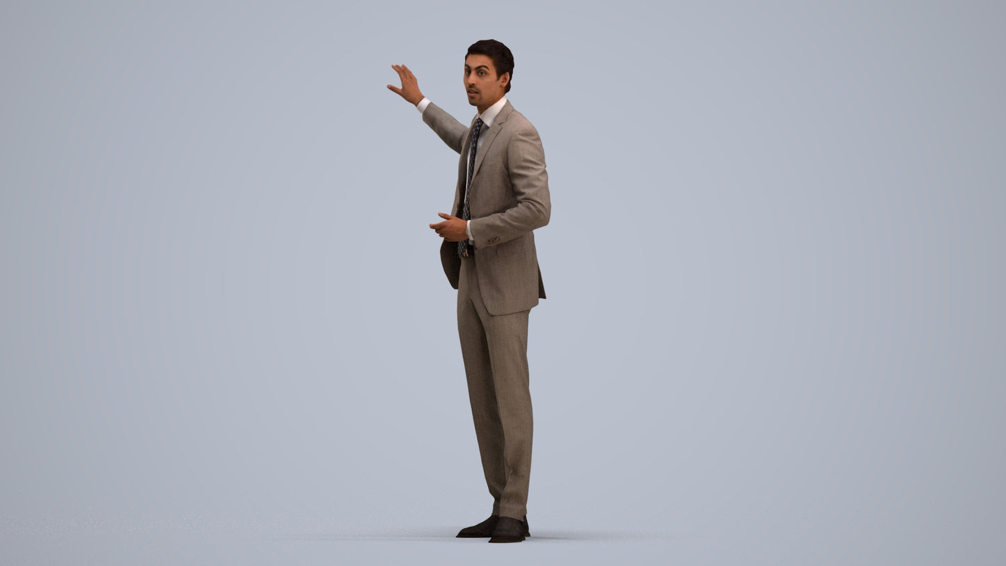 3D scanned man shopping business, photorealistic archviz people for Enscape and SketchUp, standing pose render