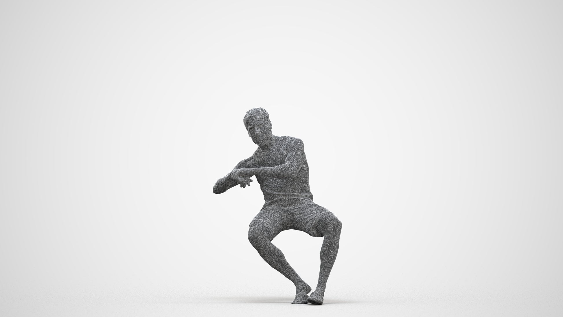 3D scanned man sitting casual, photorealistic archviz people for Enscape and SketchUp, three-quarter front view render