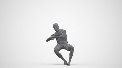 3D scanned man sitting casual, photorealistic archviz people for Enscape and SketchUp, three-quarter front view render