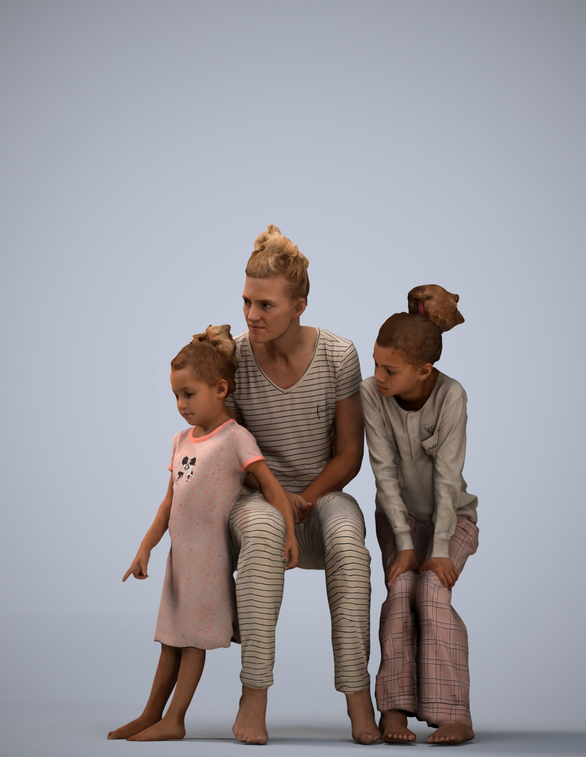 scanned 3D girl casual kids, photogrammetry people for Enscape and V-Ray