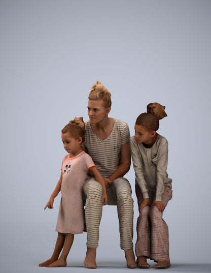 scanned 3D girl casual kids, photogrammetry people for Enscape and V-Ray