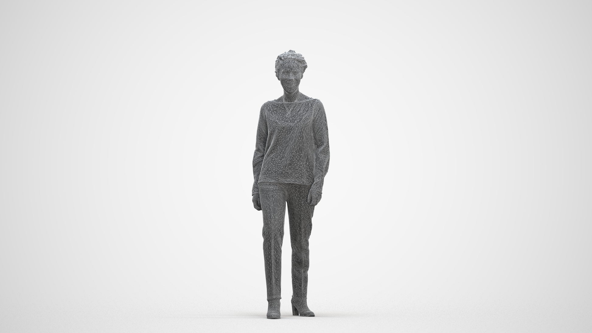 realistic 3D human woman casual walking, archviz people FBX OBJ for Blender, three-quarter front view render