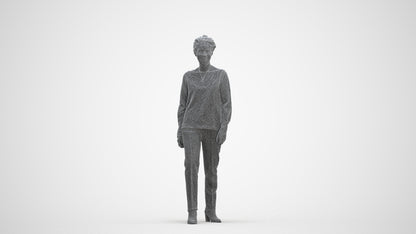 realistic 3D human woman casual walking, archviz people FBX OBJ for Blender, three-quarter front view render