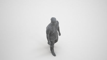 scanned 3D man casual walking, photogrammetry people for Enscape and V-Ray, wireframe three-quarter view