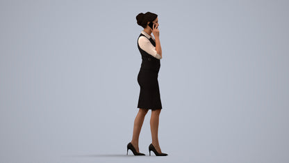 3D people model woman hospitality, scanned human for 3ds Max rendering, side view render