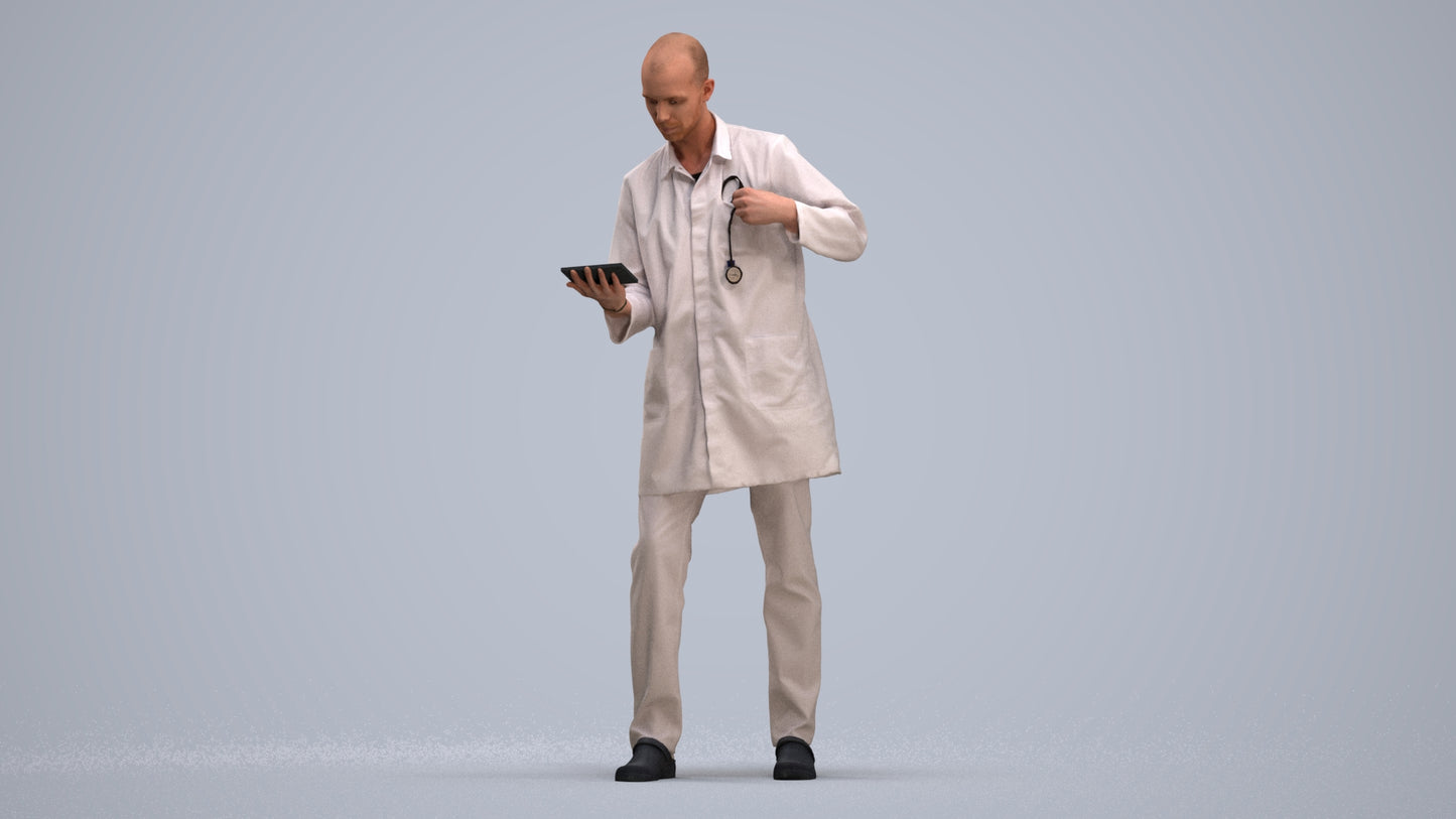 photogrammetry 3D man medical, realistic human model archviz FBX, standing pose render