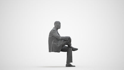 3D people model man business, scanned human for 3ds Max rendering, wireframe side view
