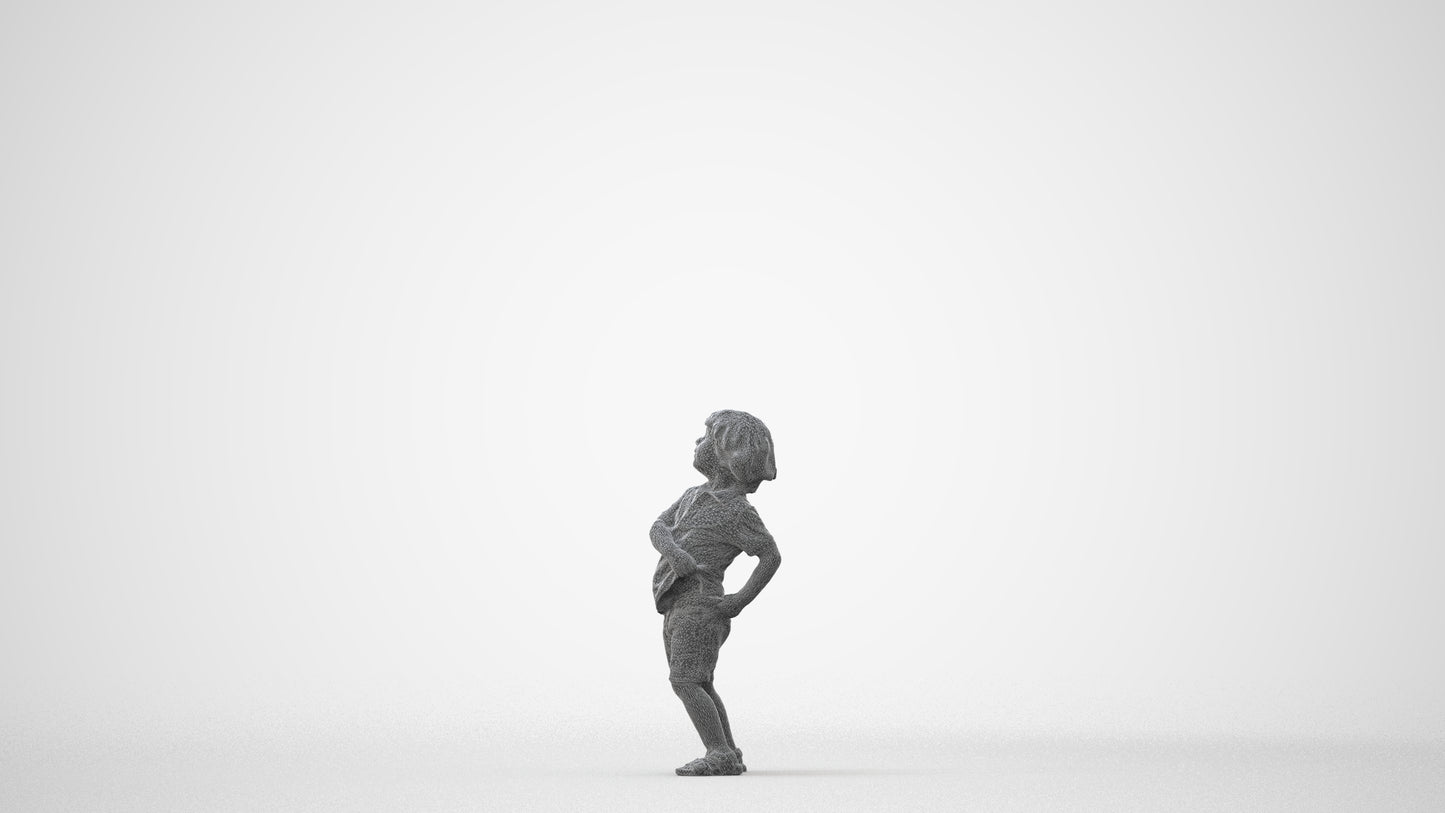 3D human model boy casual kids, photogrammetry scanned person for archviz, square thumbnail
