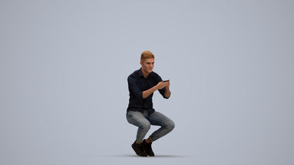 realistic 3D man casual sitting, scanned archviz people for Blender and 3ds Max, standing pose render