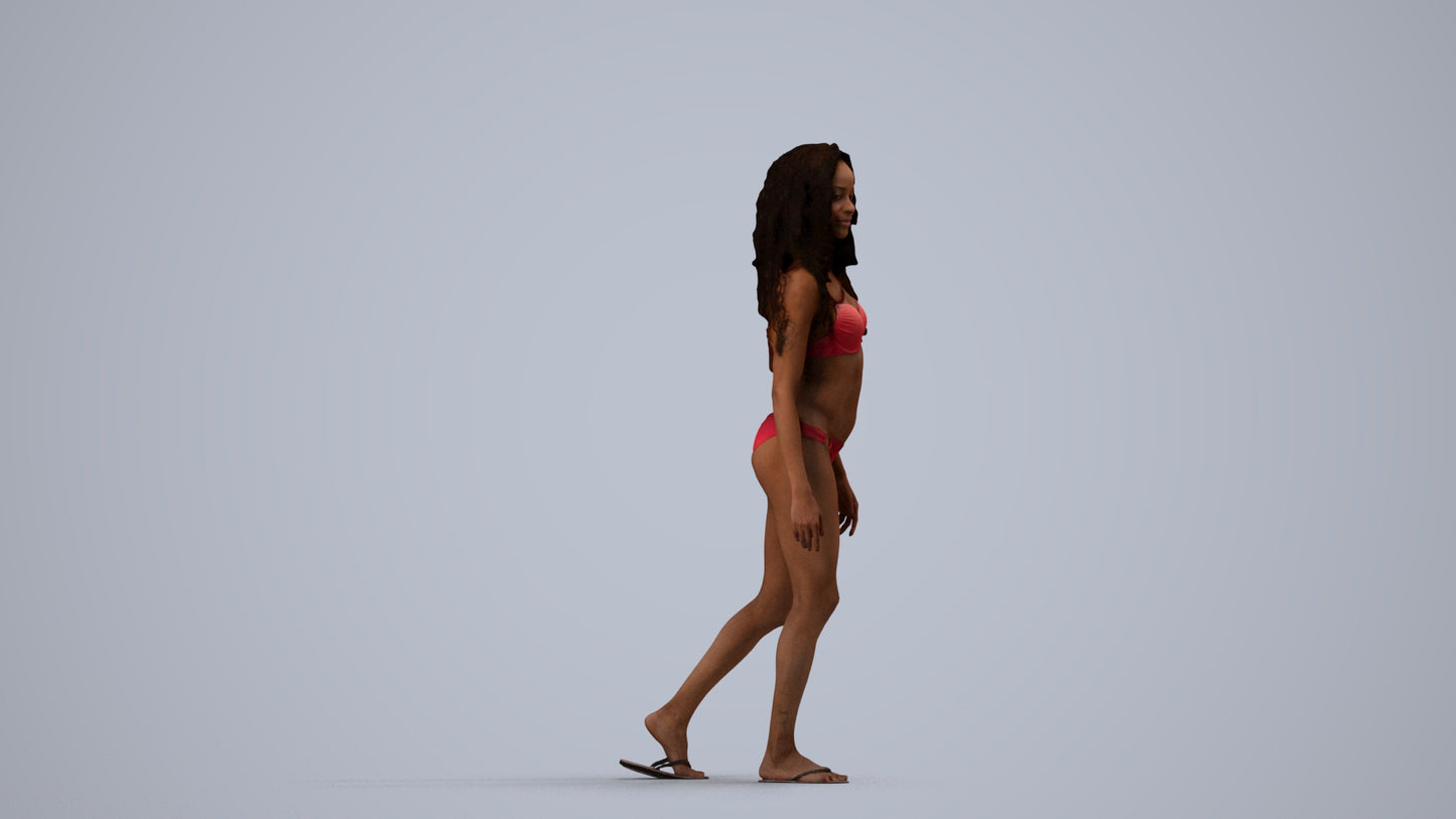 scanned 3D woman pool, photogrammetry people for Enscape and V-Ray, side view render