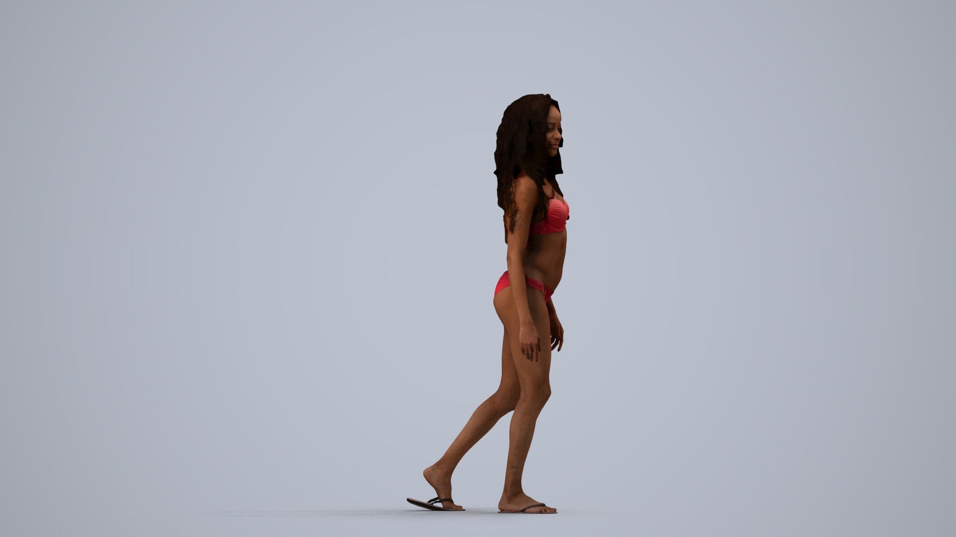 scanned 3D woman pool, photogrammetry people for Enscape and V-Ray, side view render