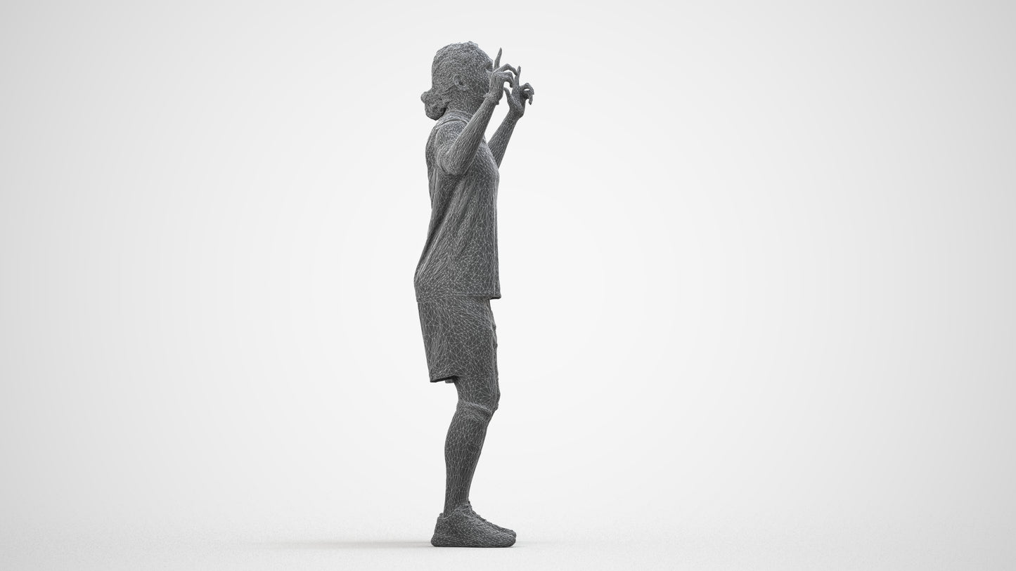 photogrammetry 3D man sport, realistic human model archviz FBX, wireframe side view