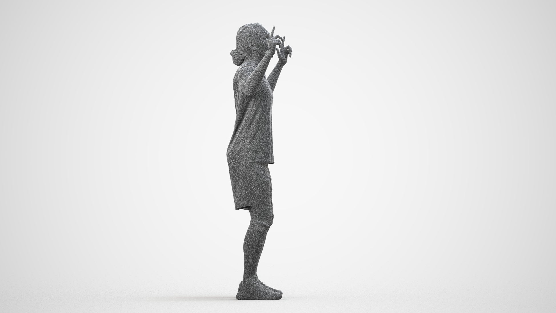 photogrammetry 3D man sport, realistic human model archviz FBX, wireframe side view