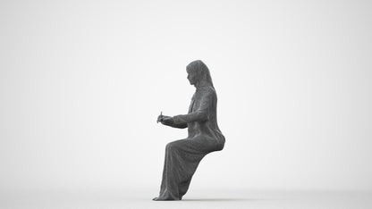 photogrammetry 3D woman sitting, realistic human model archviz FBX, square thumbnail