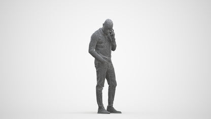 photogrammetry 3D man casual standing, realistic human model archviz FBX, three-quarter front view render