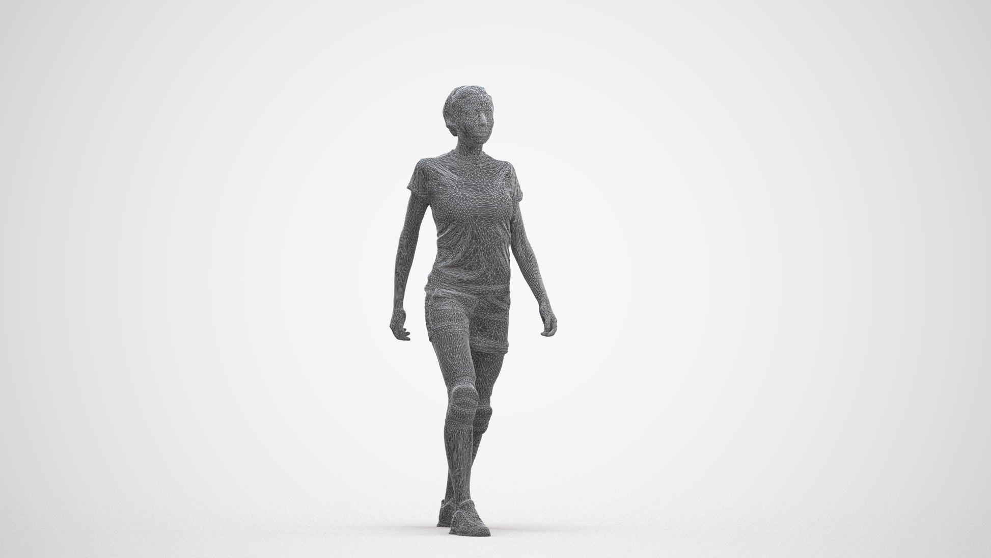 photogrammetry 3D woman sport, realistic human model archviz FBX, three-quarter front view render