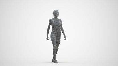 photogrammetry 3D woman sport, realistic human model archviz FBX, three-quarter front view render