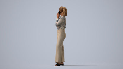 3D people model woman casual standing, scanned human for 3ds Max rendering, three-quarter view render