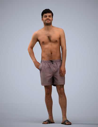 3D people model man pool, scanned human for 3ds Max rendering