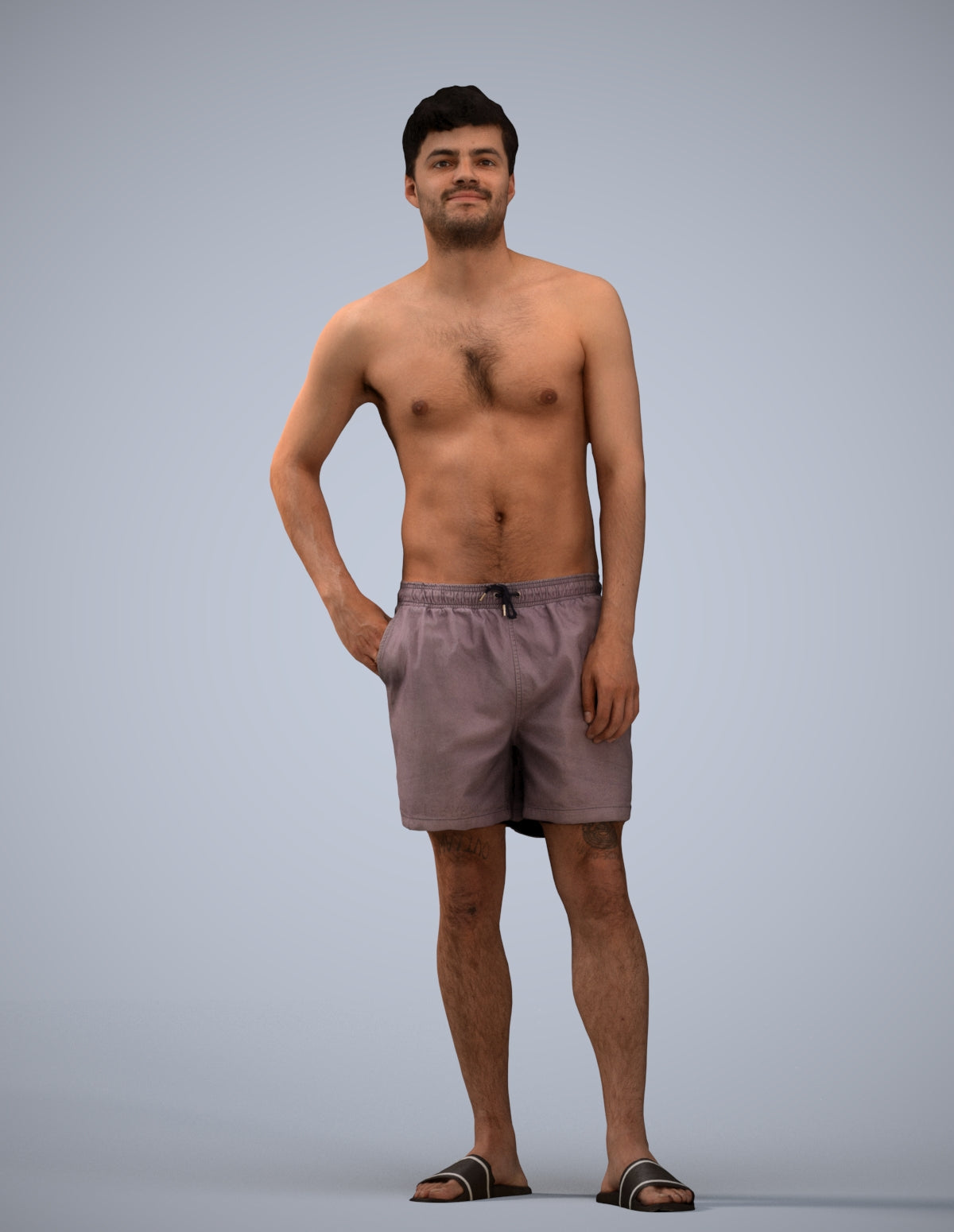 3D people model man pool, scanned human for 3ds Max rendering