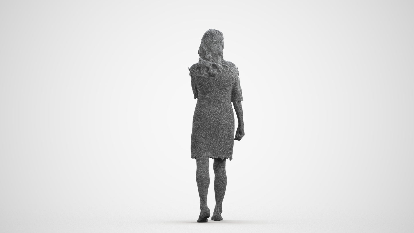 3D scanned senior woman business casual, photorealistic archviz people for Enscape and SketchUp, wireframe front view