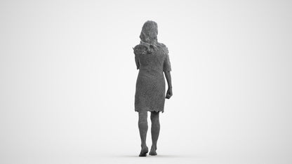 3D scanned senior woman business casual, photorealistic archviz people for Enscape and SketchUp, wireframe front view