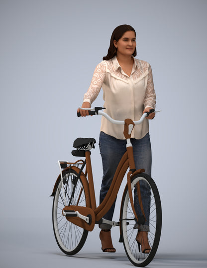 3D human model woman casual walking, photogrammetry scanned person for archviz