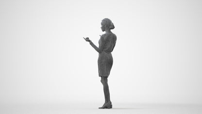 3D human model woman casual standing, photogrammetry scanned person for archviz, square thumbnail