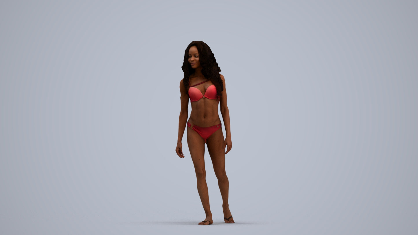 scanned 3D woman pool, photogrammetry people for Enscape and V-Ray, standing pose render