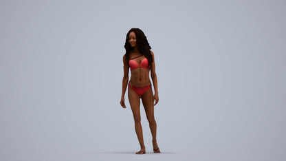 scanned 3D woman pool, photogrammetry people for Enscape and V-Ray, standing pose render