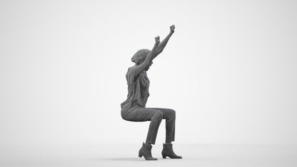 realistic 3D people woman casual sitting, render-ready for V-Ray and Corona, FBX OBJ, wireframe side view