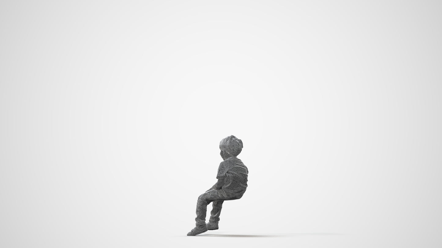 3D human model boy casual kids, photogrammetry scanned person for archviz, square thumbnail
