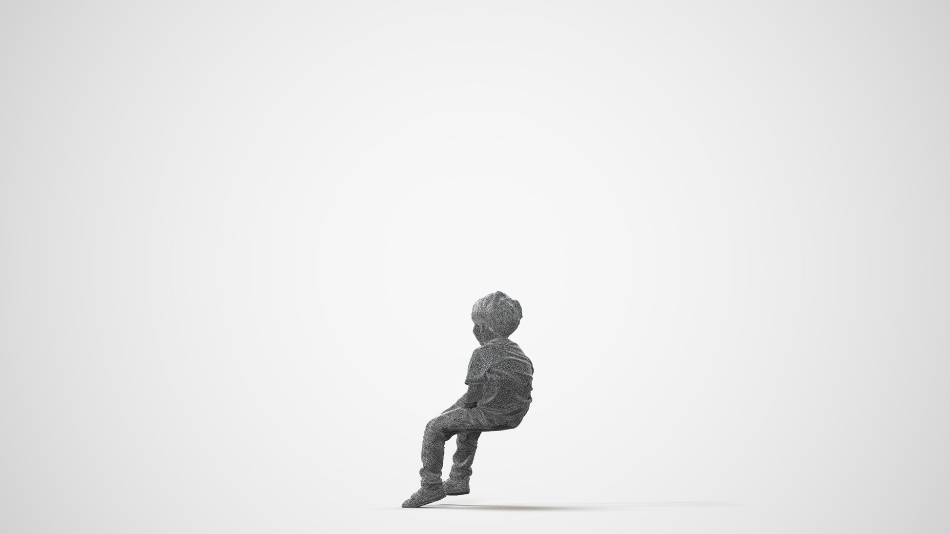 3D human model boy casual kids, photogrammetry scanned person for archviz, square thumbnail